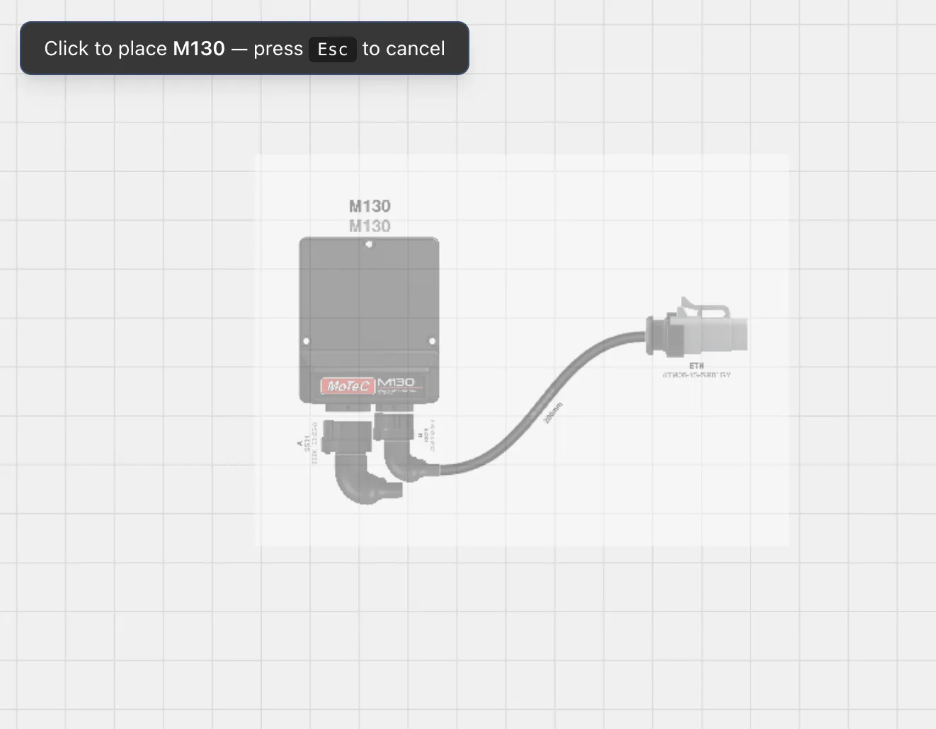 A component being placed on the design canvas, showing the inserted nodes at the cursor position